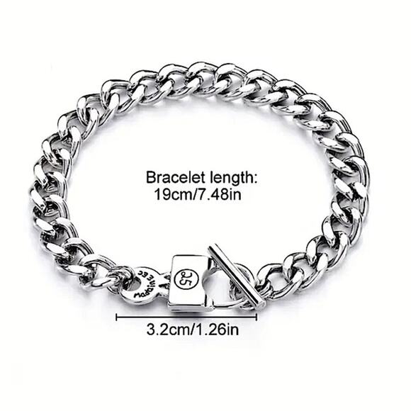 Stainless Steel Lock Bracelet Chain Link Statement Cuban - Picture 7 of 7